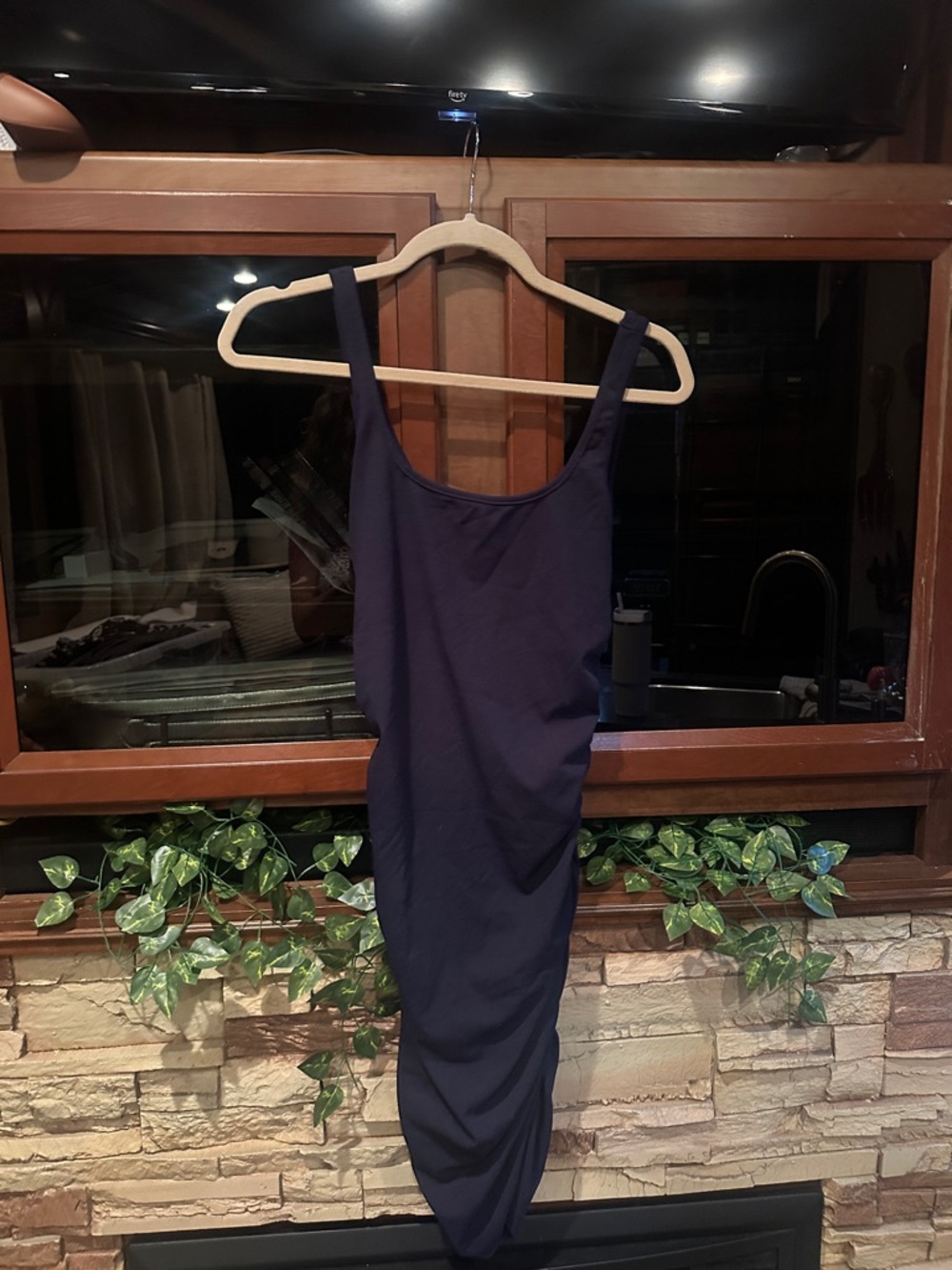Sleek Navy Ruched Bodycon Dress